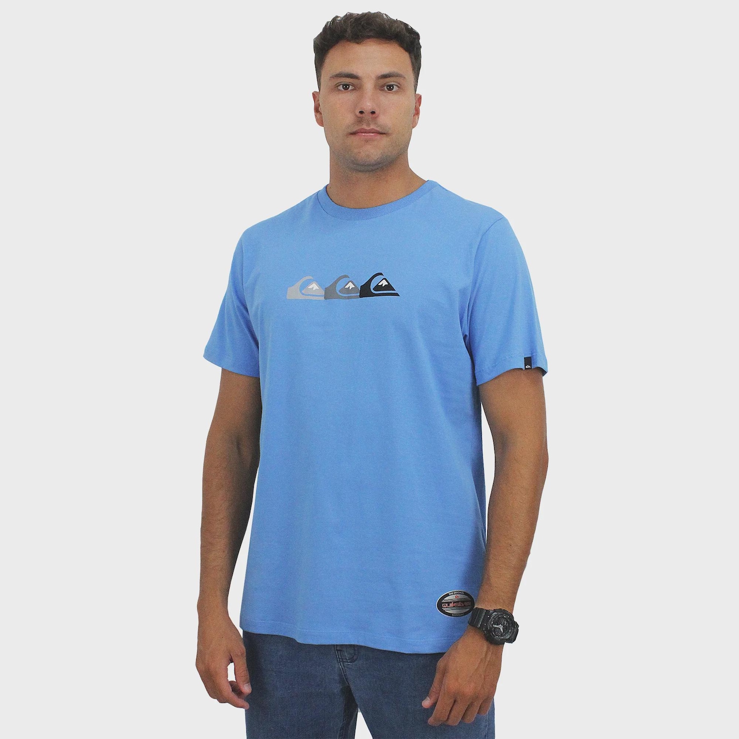 Camiseta Quiksilver Emb Three Logo Masculina - Foto 1