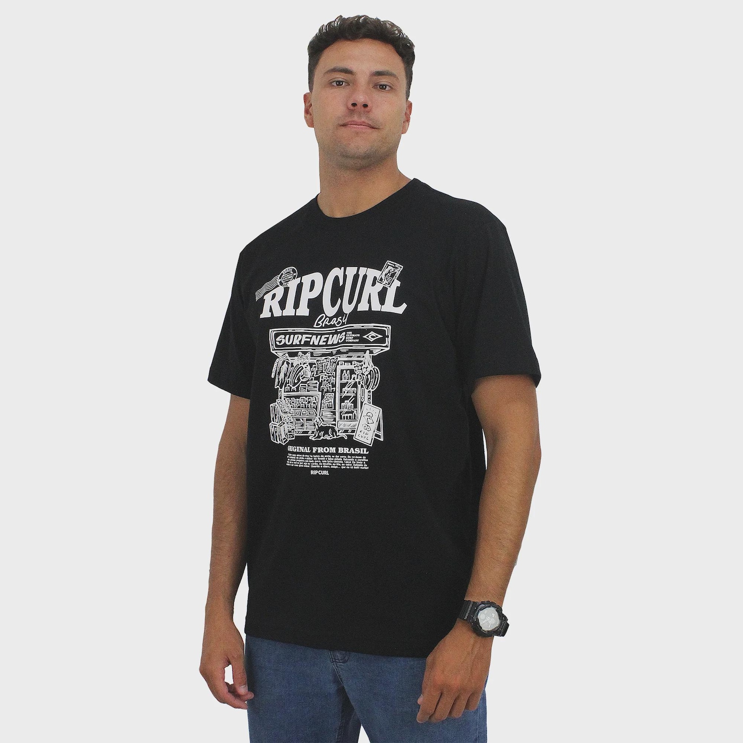 Camiseta Rip Curl Banca Brasil Washed Masculina - Foto 1