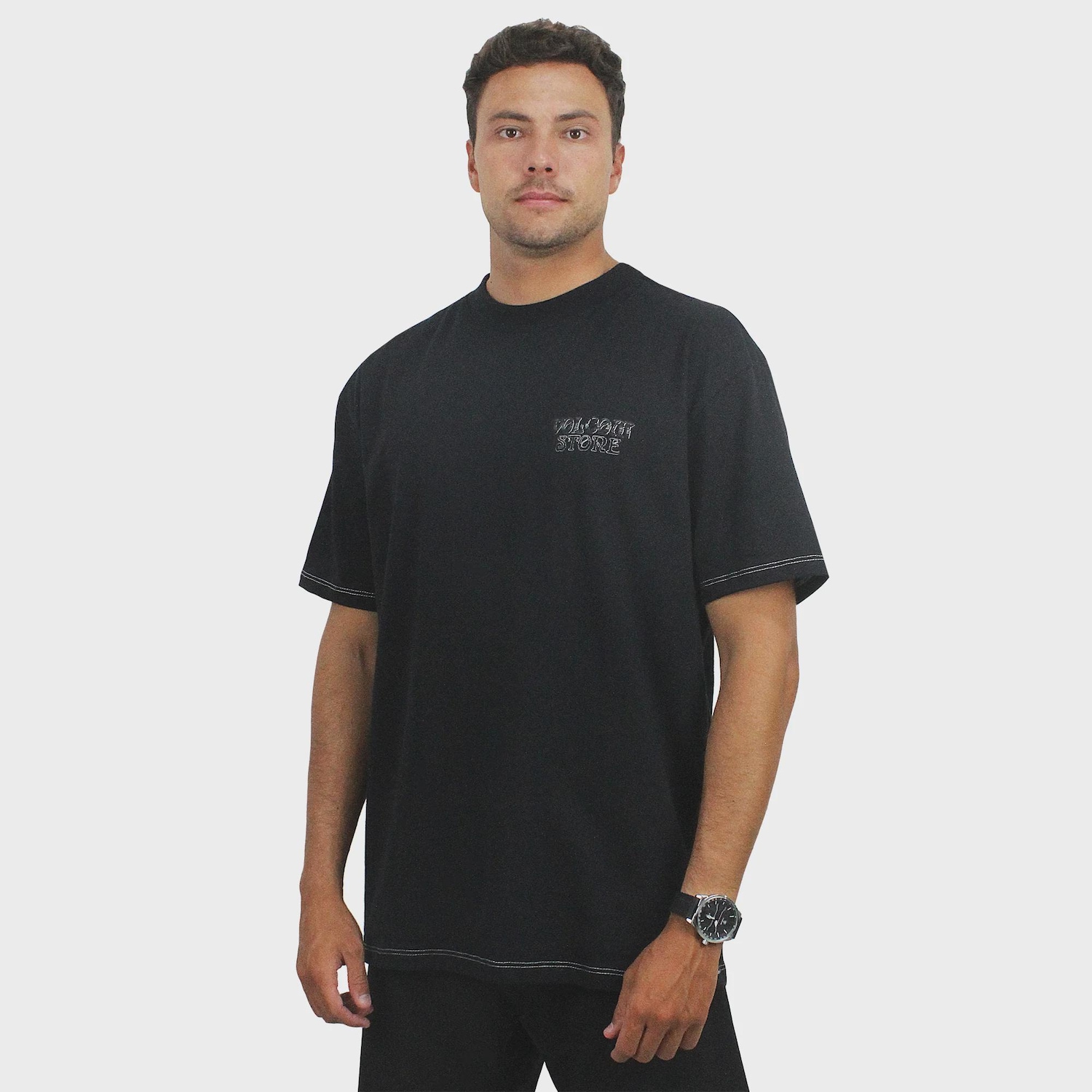 Camiseta Volcom Oversized Time Wave Masculina - Foto 1