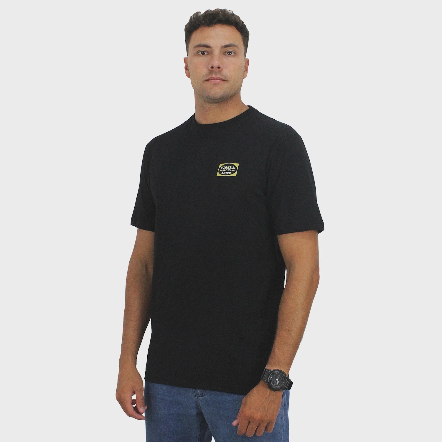 Camiseta Vissla Atomic Palms Black Masculina - Foto 1