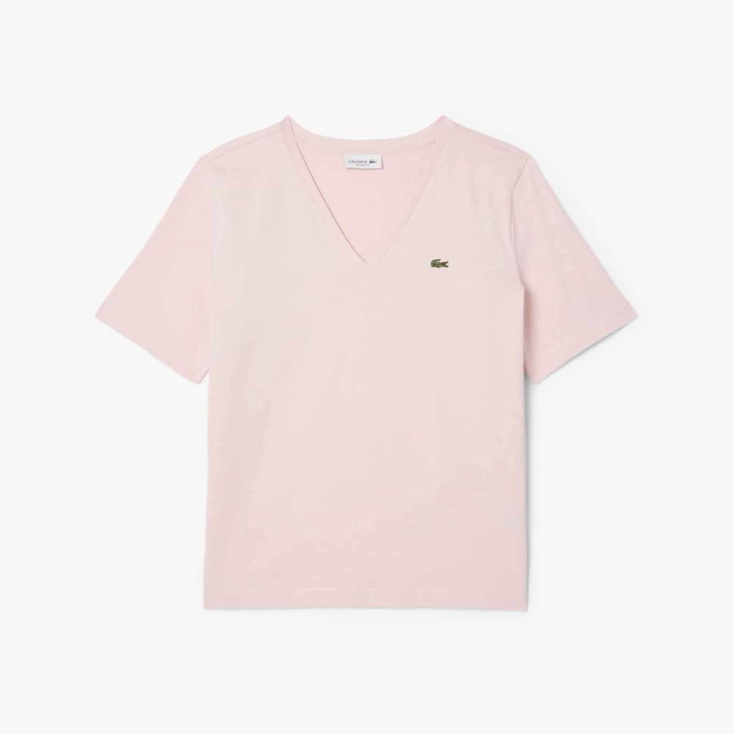 Camiseta de Algodão com Gola V e Caimento Relaxado Lacoste Feminina - Foto 4