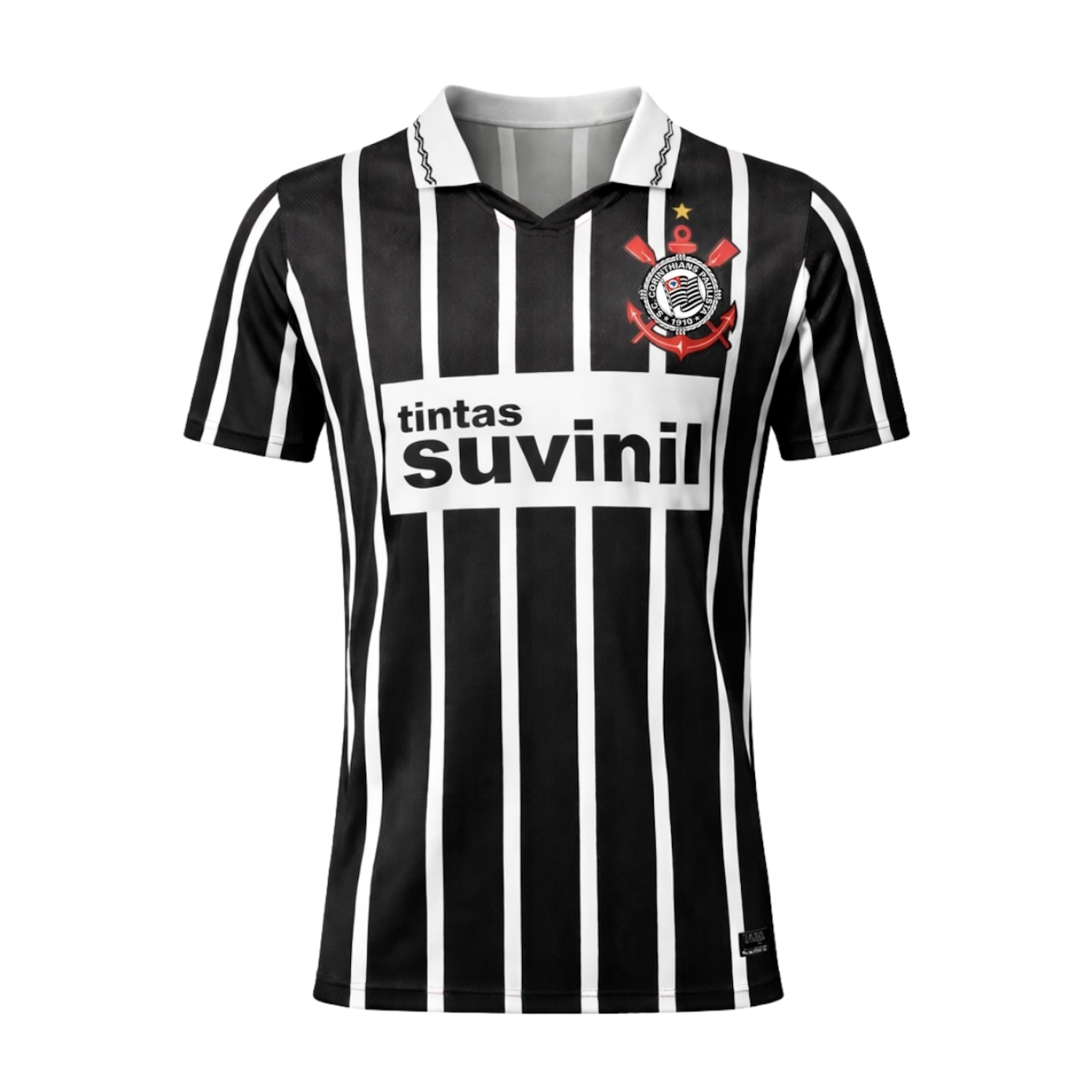 Camiseta Polo do Corinthians Retrô 1995 Suvinil Listrada Coimbra - Masculino - Foto 1