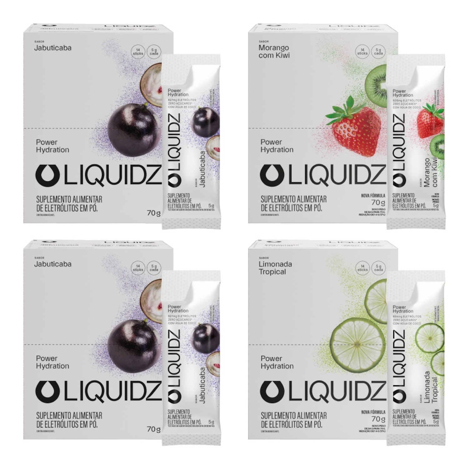 Kit 4 Caixas LIQUIDZ Eletrólitos Zero Açúcar 3 Sabores - 56 Sachês - Foto 1