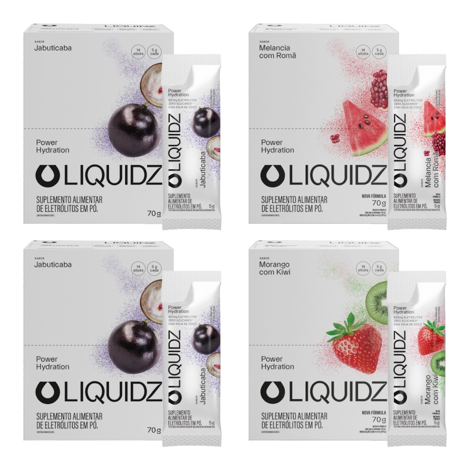 Kit 4 Caixas LIQUIDZ - Eletrólitos Zero Açúcares - 3 Sabores - 56 sachês - Foto 1