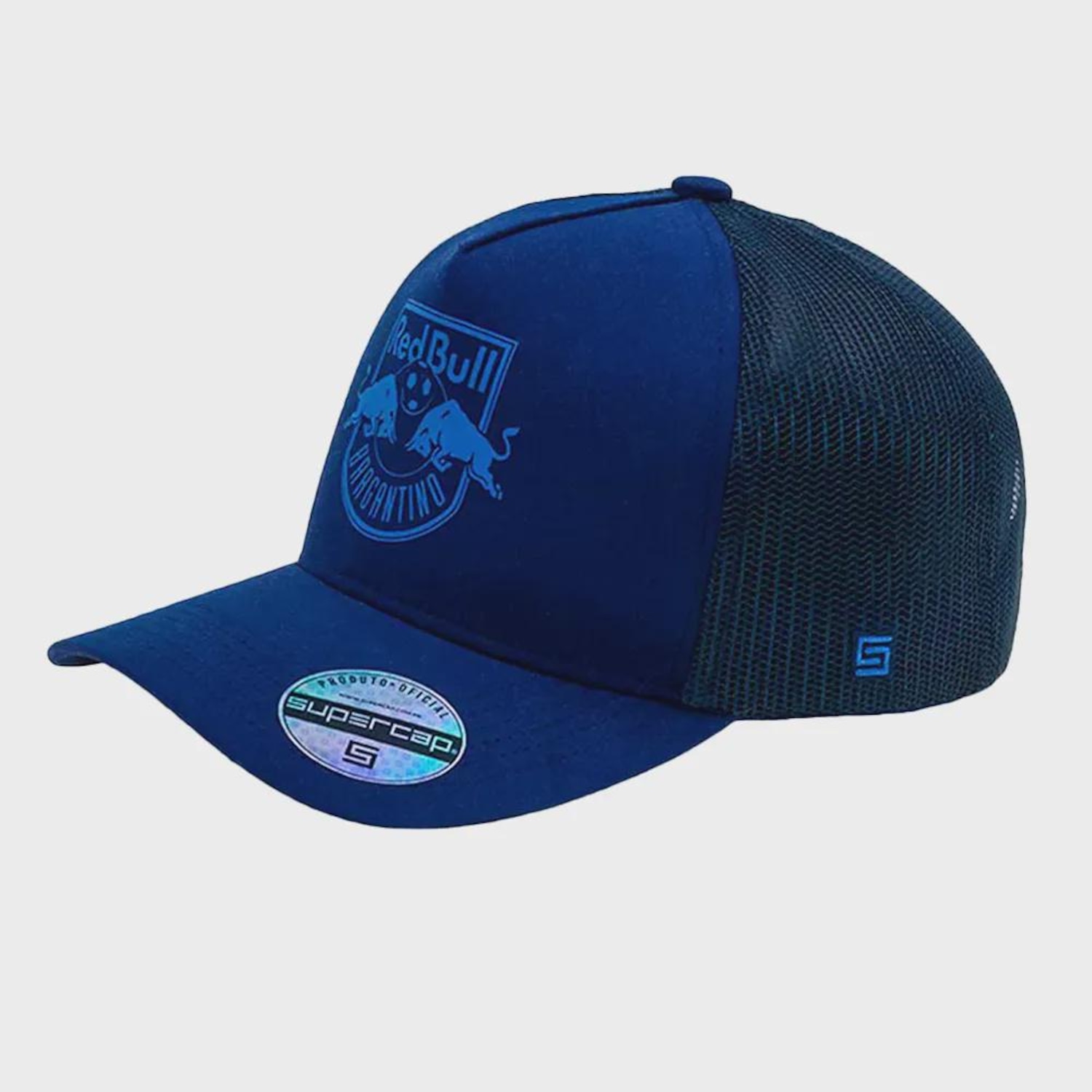 Boné Unissex Supercap Trucker Tela Red Bull Bragantino Aba Curva - Foto 1