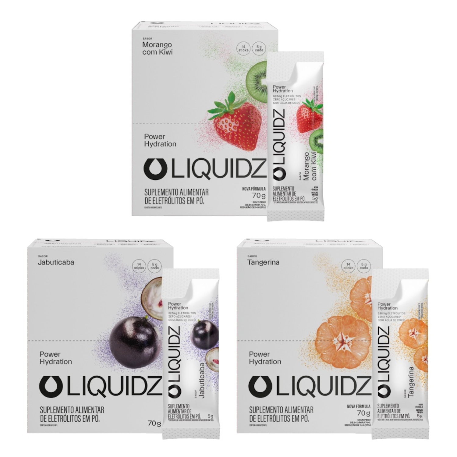 Kit 3 Caixas LIQUIDZ® Eletrólitos Zero Açúcar 3 Sabores 42 Sachês - Foto 1