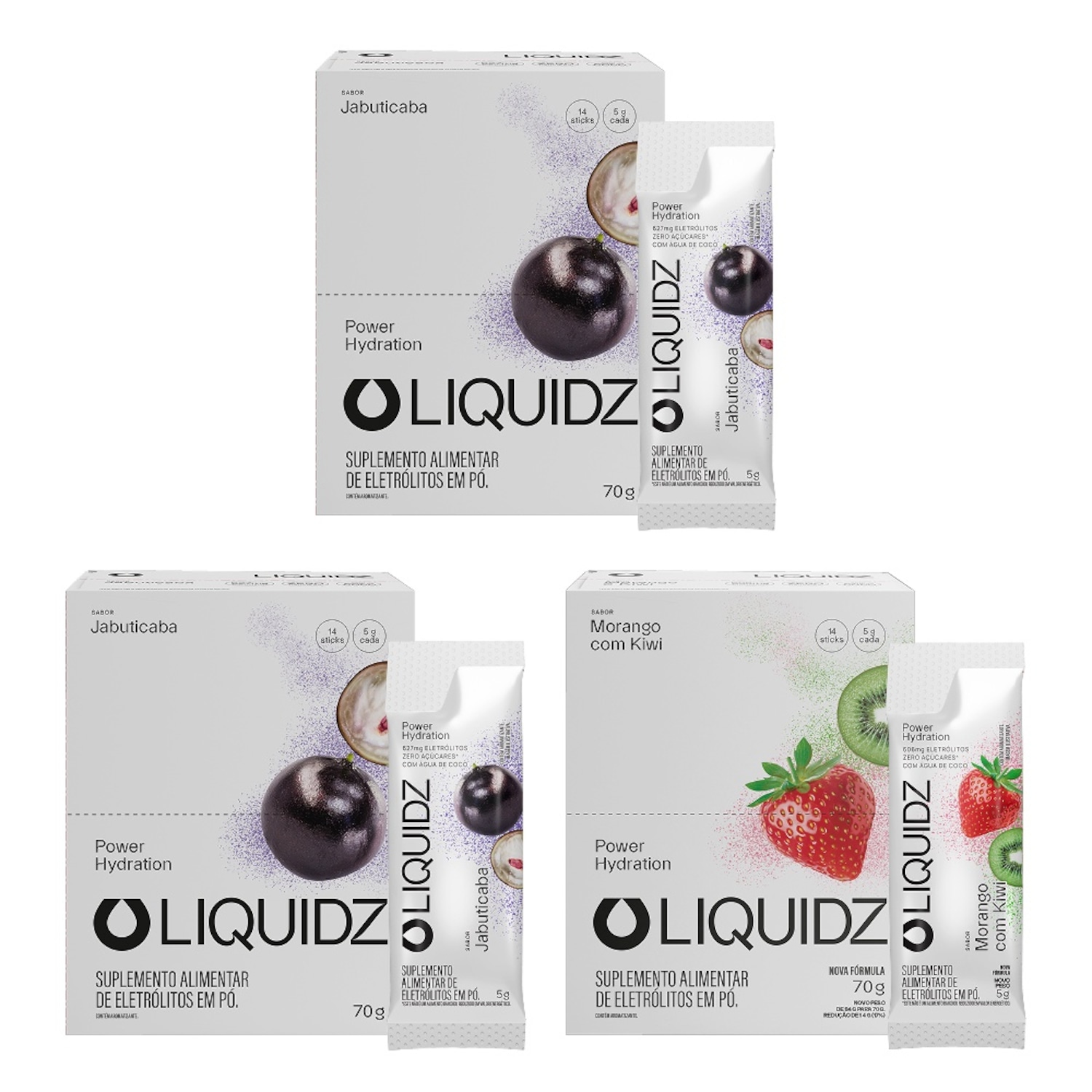 Kit 3 Caixas LIQUIDZ® Eletrólitos Zero Açúcar 2 Sabores - 42 Sachês - Foto 1