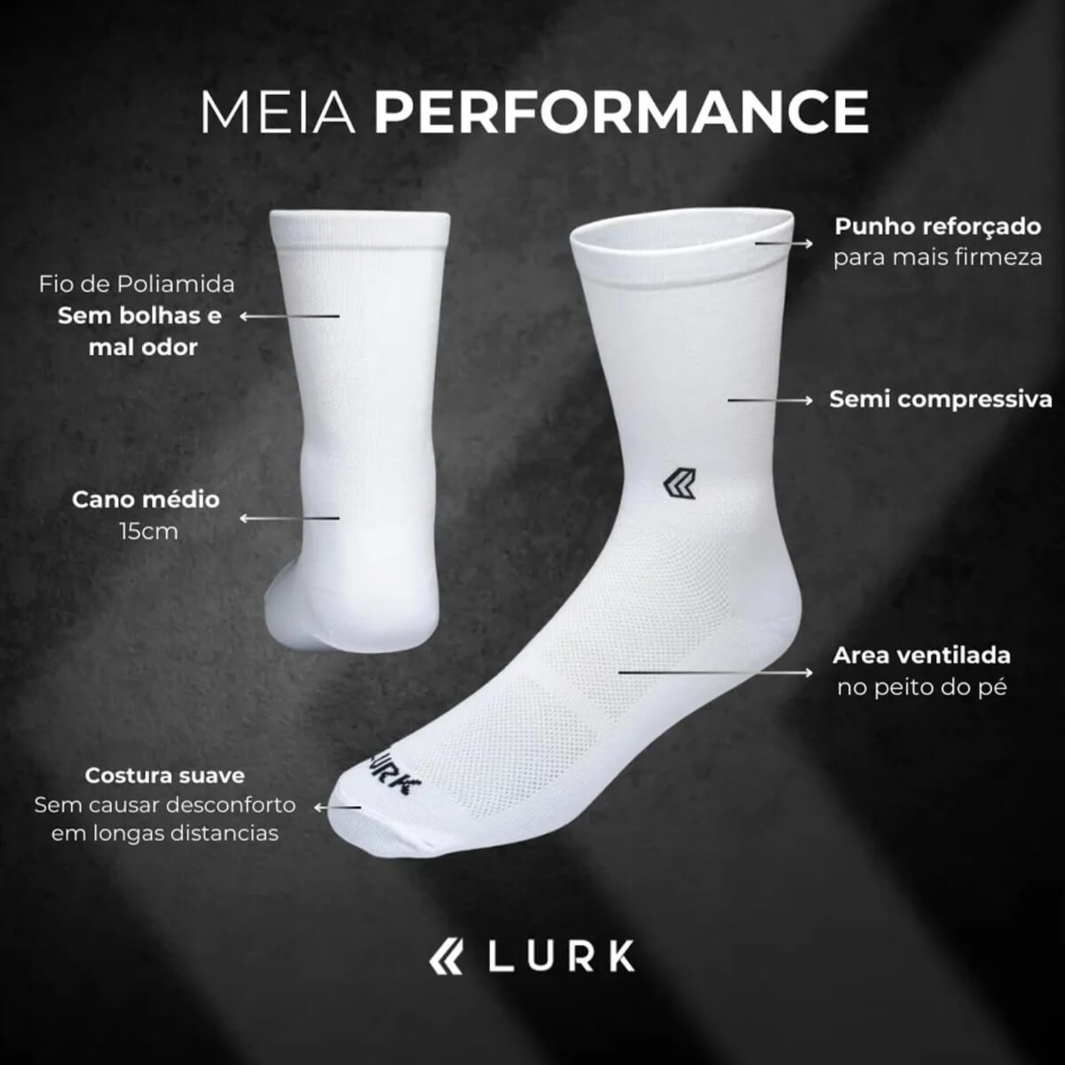 Kit 3 Meias Performance Esportiva -  Lurk - Foto 3