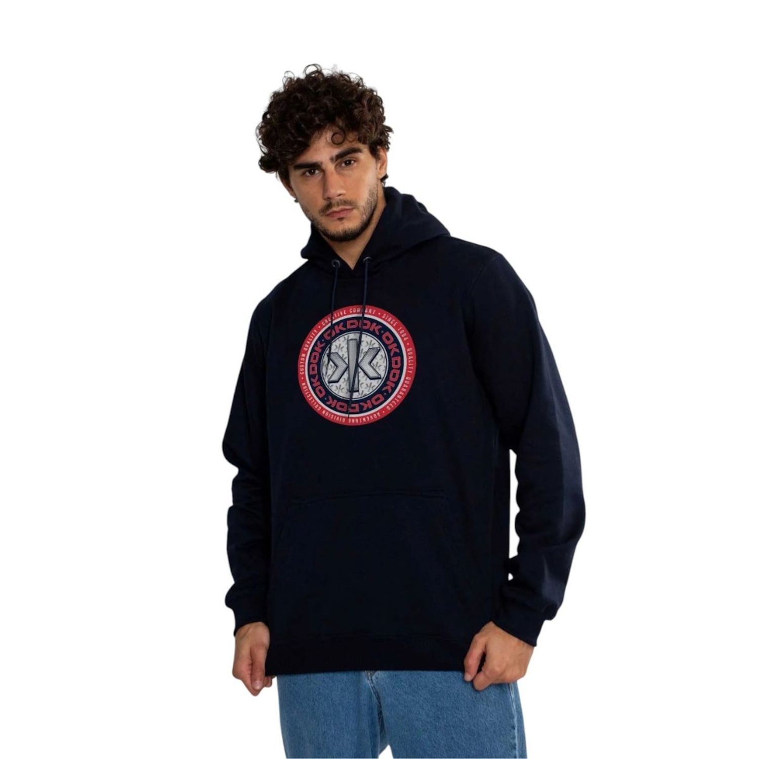 Moletom Canguru Okdok Essence Seaside Logo Masculino - Foto 1