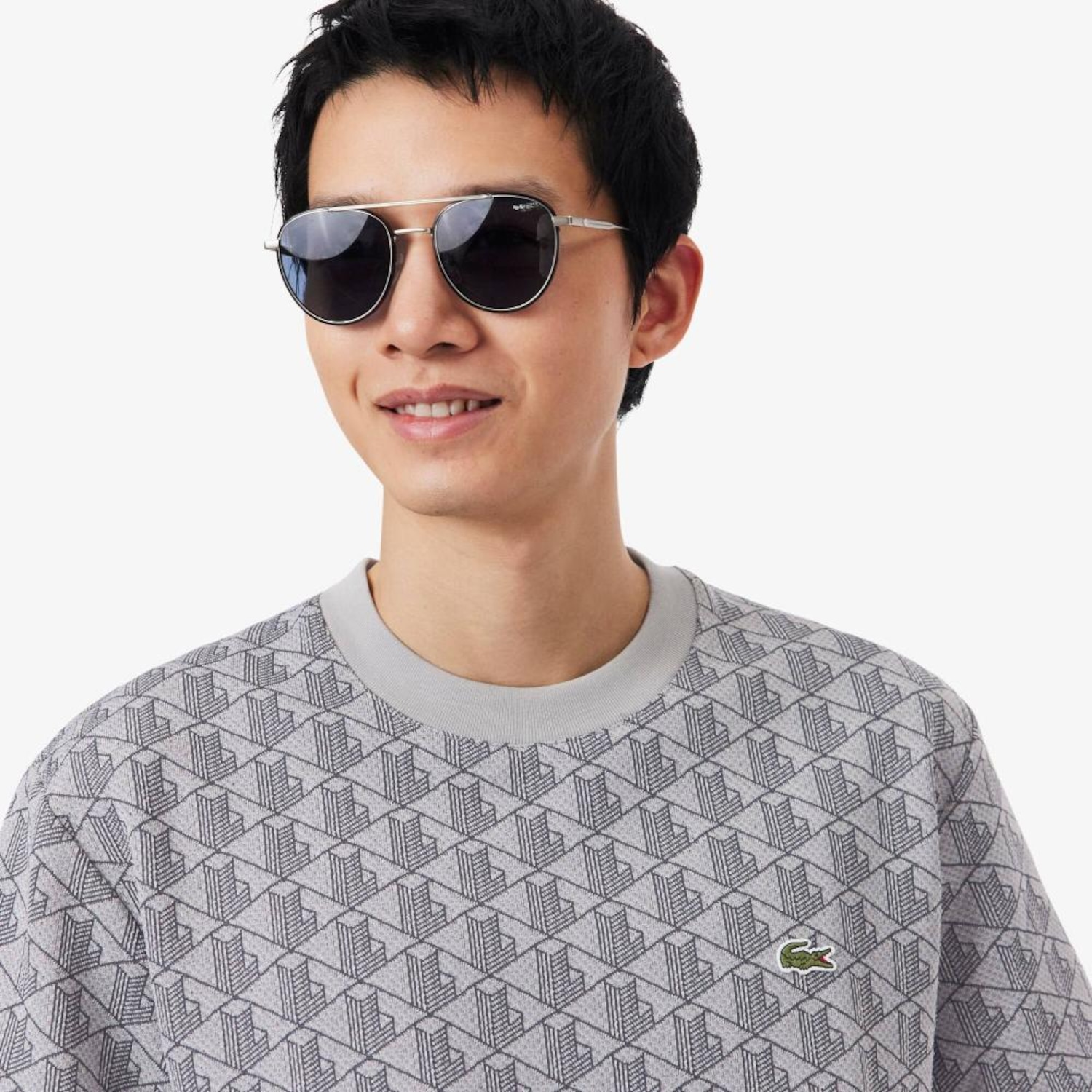 Camiseta Jacquard com Monograma Lacoste Masculina - Foto 3