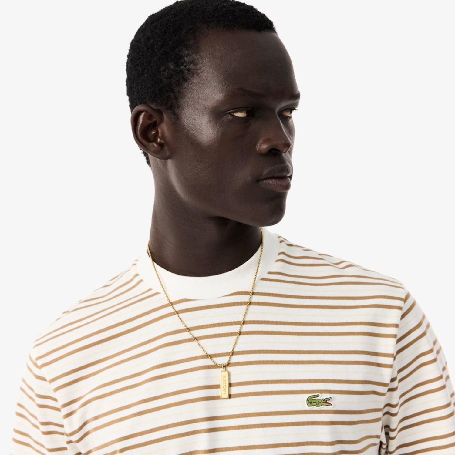 Camiseta de Algodão Listrada Lacoste Masculina - Foto 3