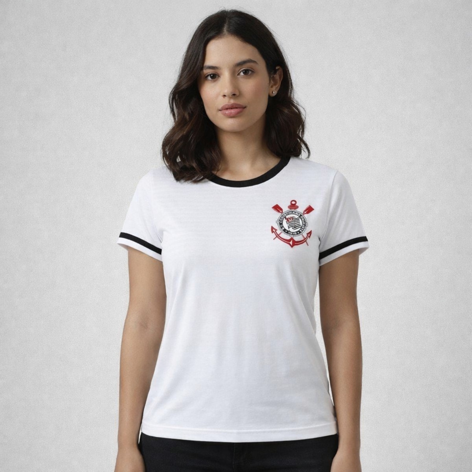 Camisa do Corinthians Baby Look Lumina Coimbra - Feminina - Foto 2