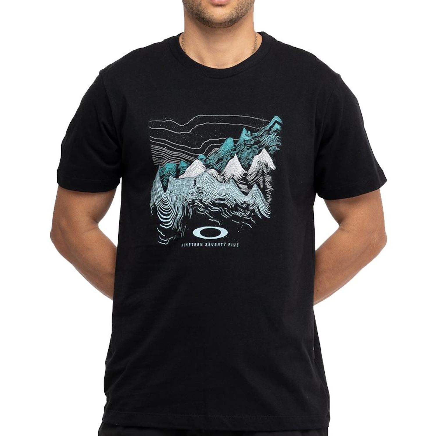 Camiseta Oakley Outline Muontains SS WT26 Masculina - Foto 1