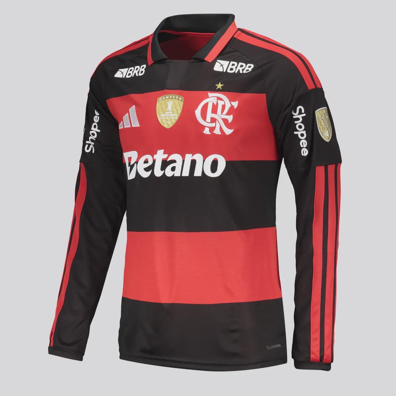 Camisa Do Flamengo I 2026 Manga Longa Campeão Libertadores 2025 adidas Masculina - Foto 4