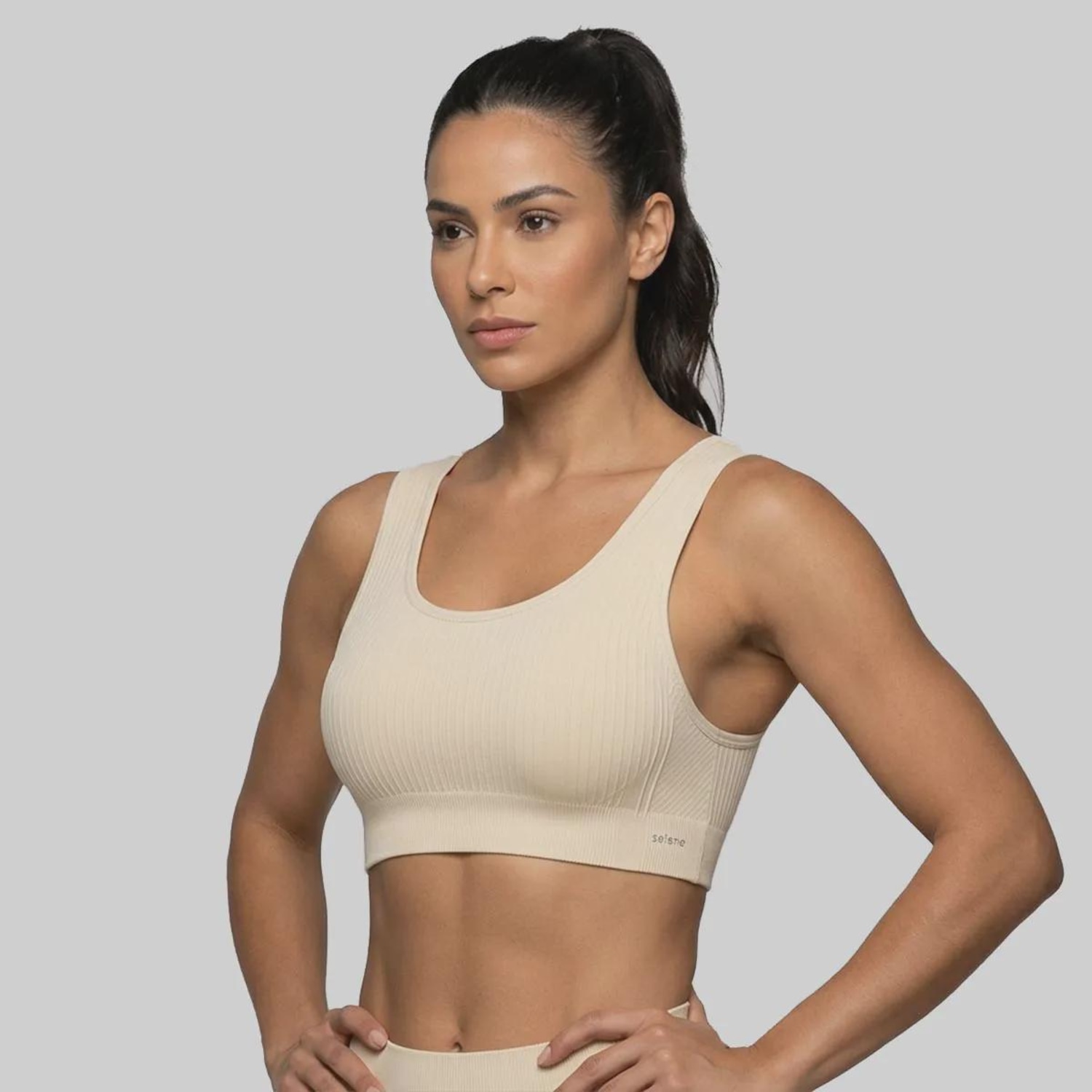 Top Selene Canelado Sem Costura Feminino - Foto 1