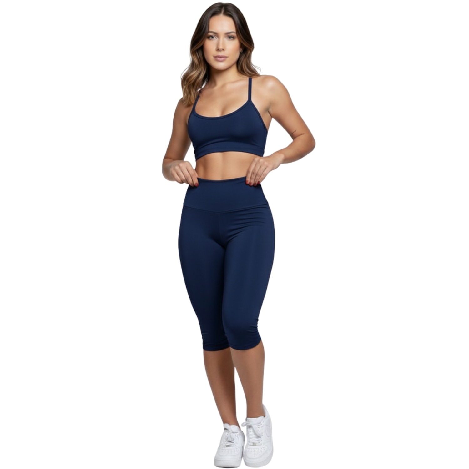 Conjunto Top Alça Fina + Bermuda Ciclista Feminino Vekyo - Foto 1