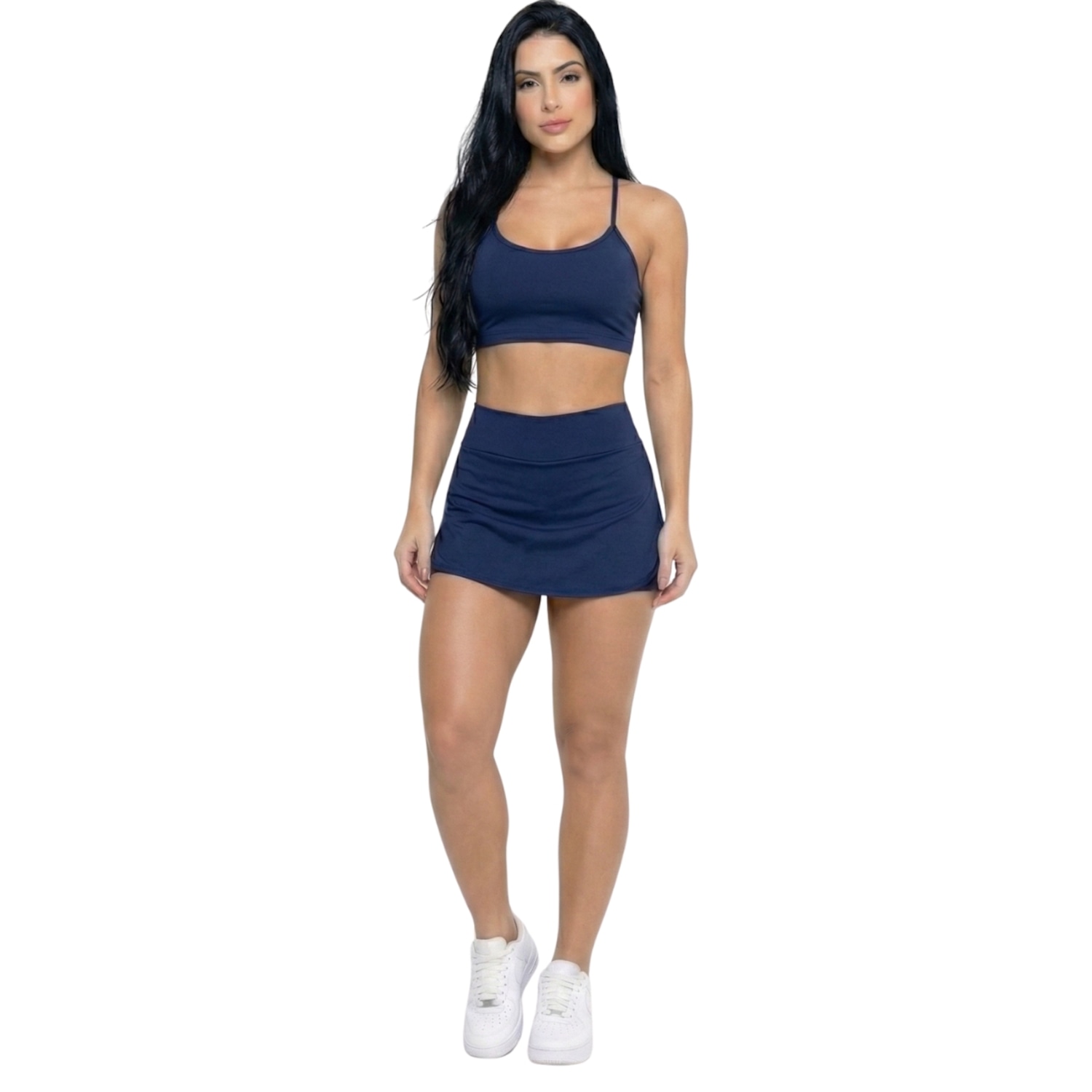 Conjunto Top Alça Fina e Short Saia Vekyo Feminino - Foto 1