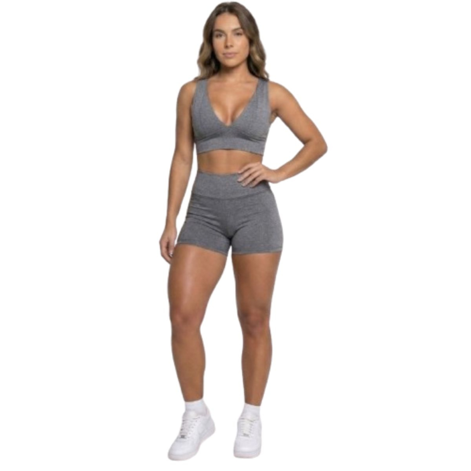 Conjunto Top Com Bojo e Short Suplex Vekyo Feminino - Foto 1