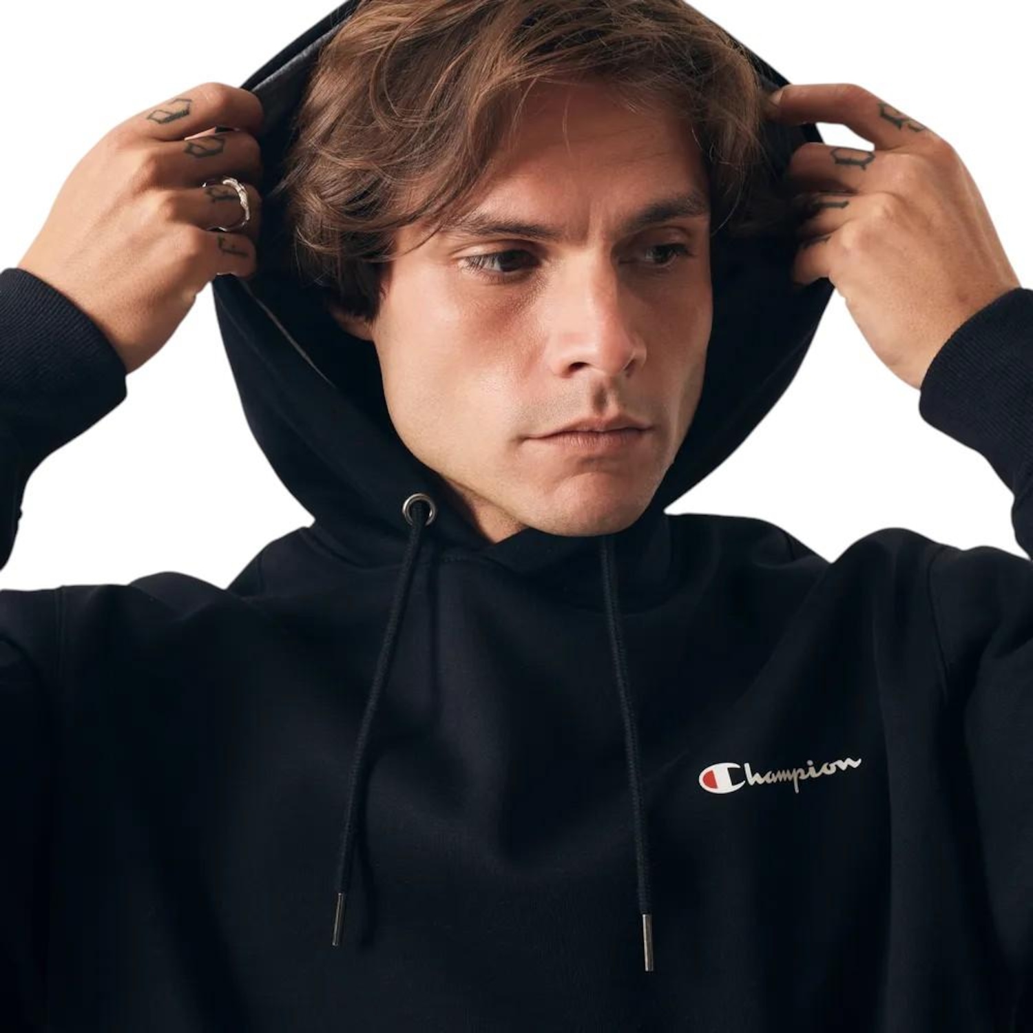 Blusa de Moletom Champion Hoodie Athletic Mini Script - Masculina - Foto 4