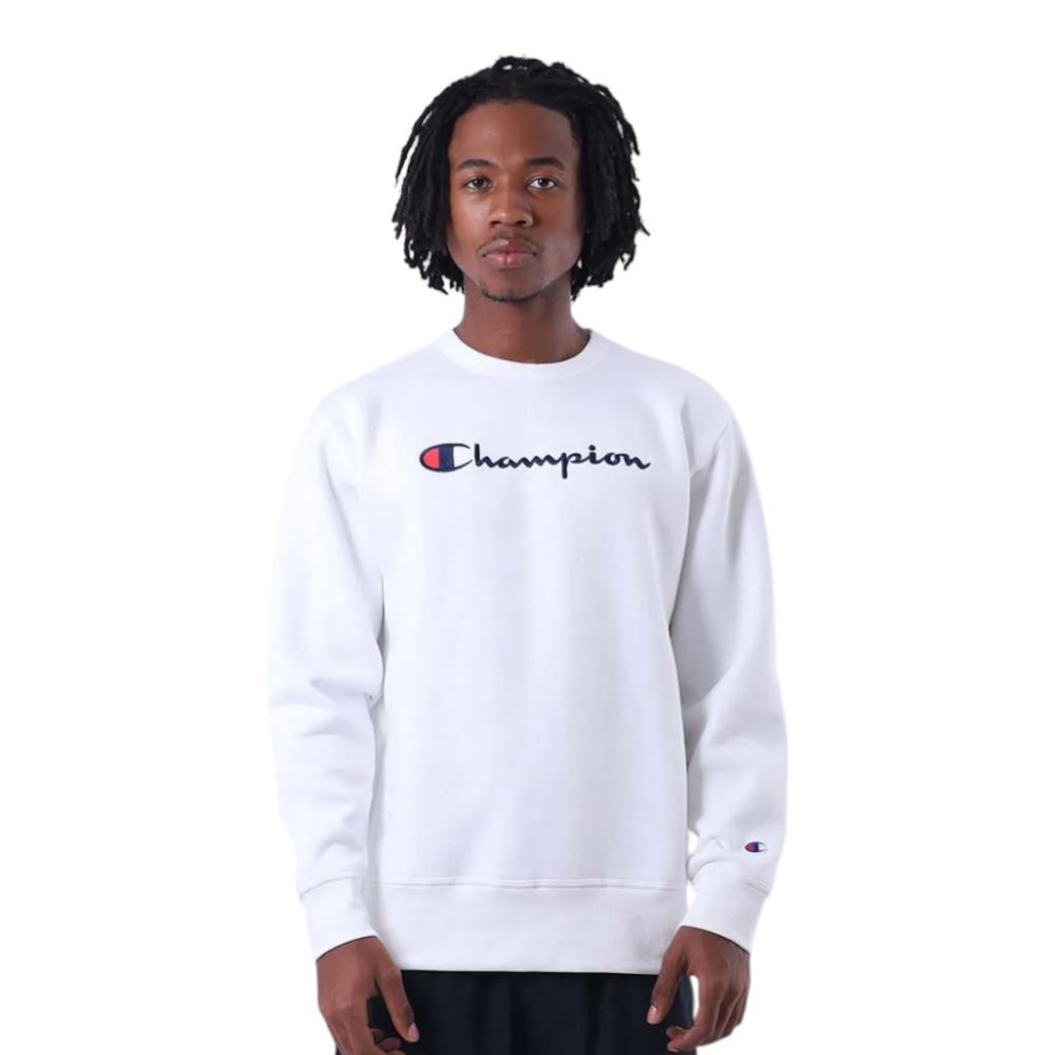 Blusa de Moletom Champion Crewneck Athletic Script - Masculina - Foto 1