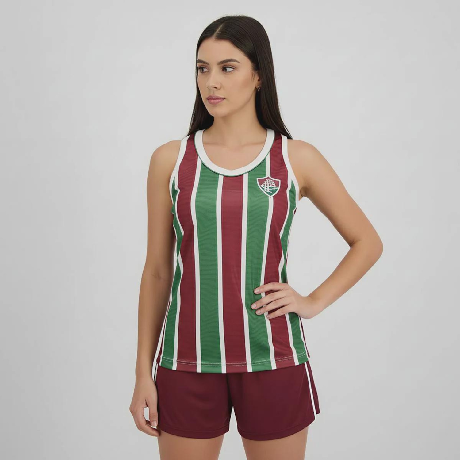 Camiseta Regata Fluminense Agora Grená Braziline Feminina - Foto 1