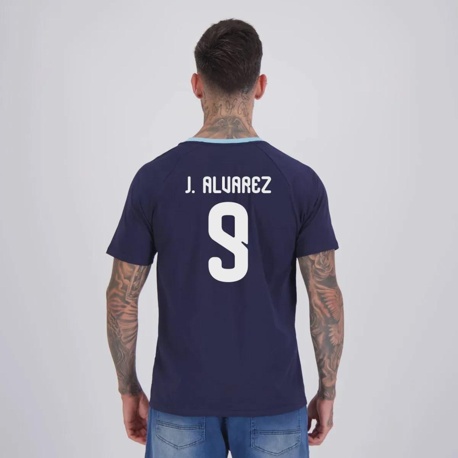 Camisa Argentina Ribbon Marinho 9 J. Alvarez FutFanatics Masculina - Foto 1