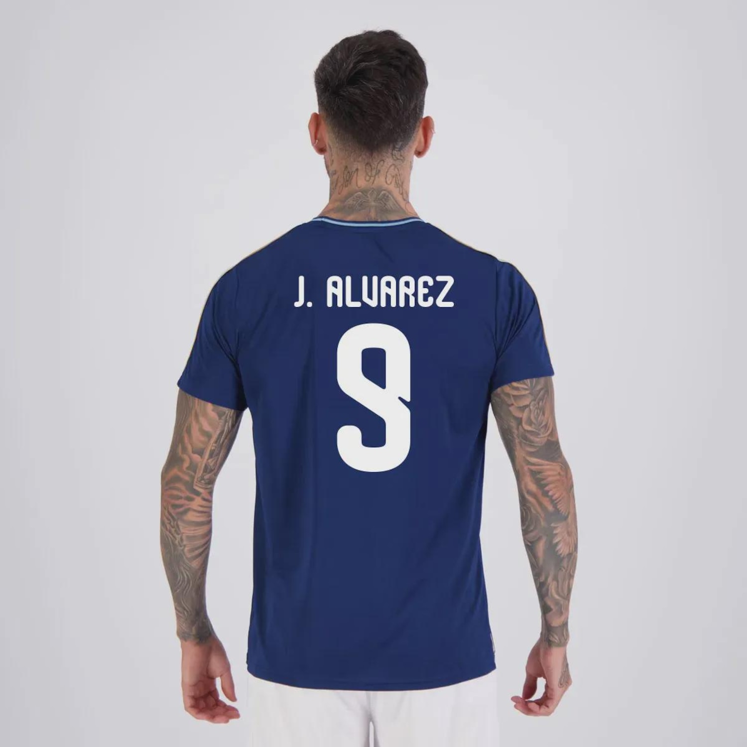 Camisa Argentina Tracks Marinho 9 J. Alvarez FutFanatics Masculina - Foto 1