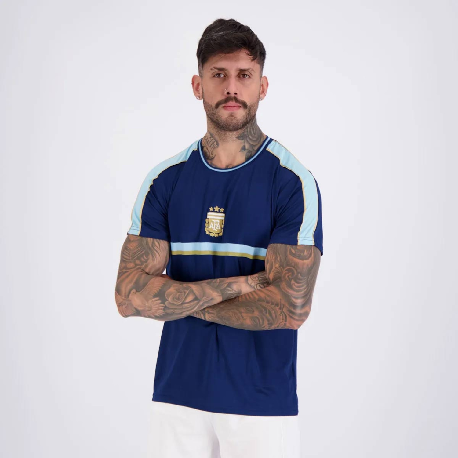 Camisa Argentina Tracks Marinho 9 J. Alvarez FutFanatics Masculina - Foto 4