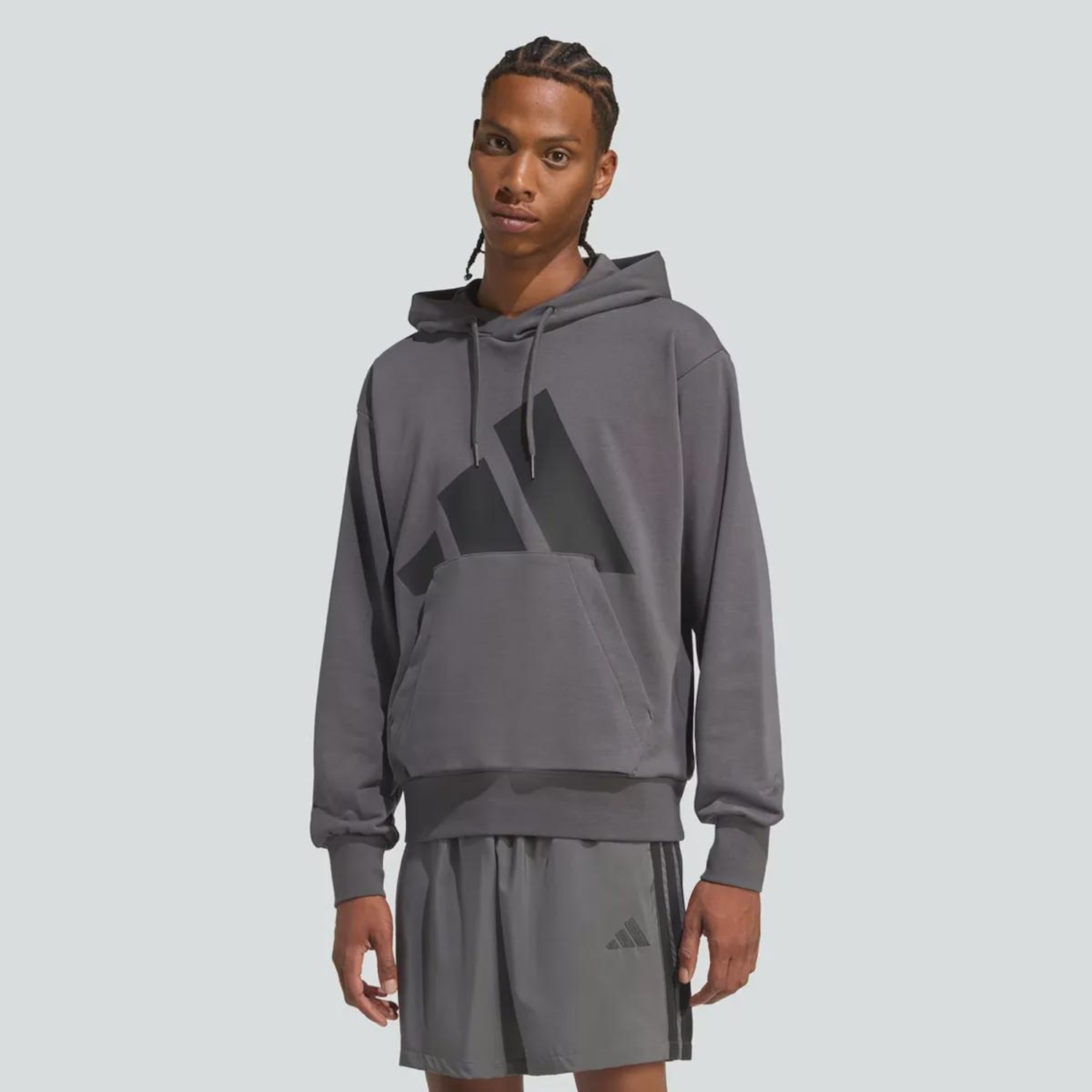 Blusão Moletom Feminino Big Logo com Capuz adidas - Foto 1