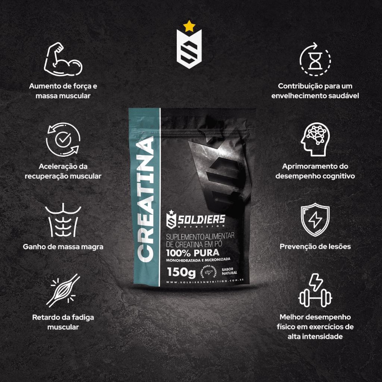 Creatina Monohidratada 150g 100% Pura Importada - Soldiers Nutrition - Foto 4