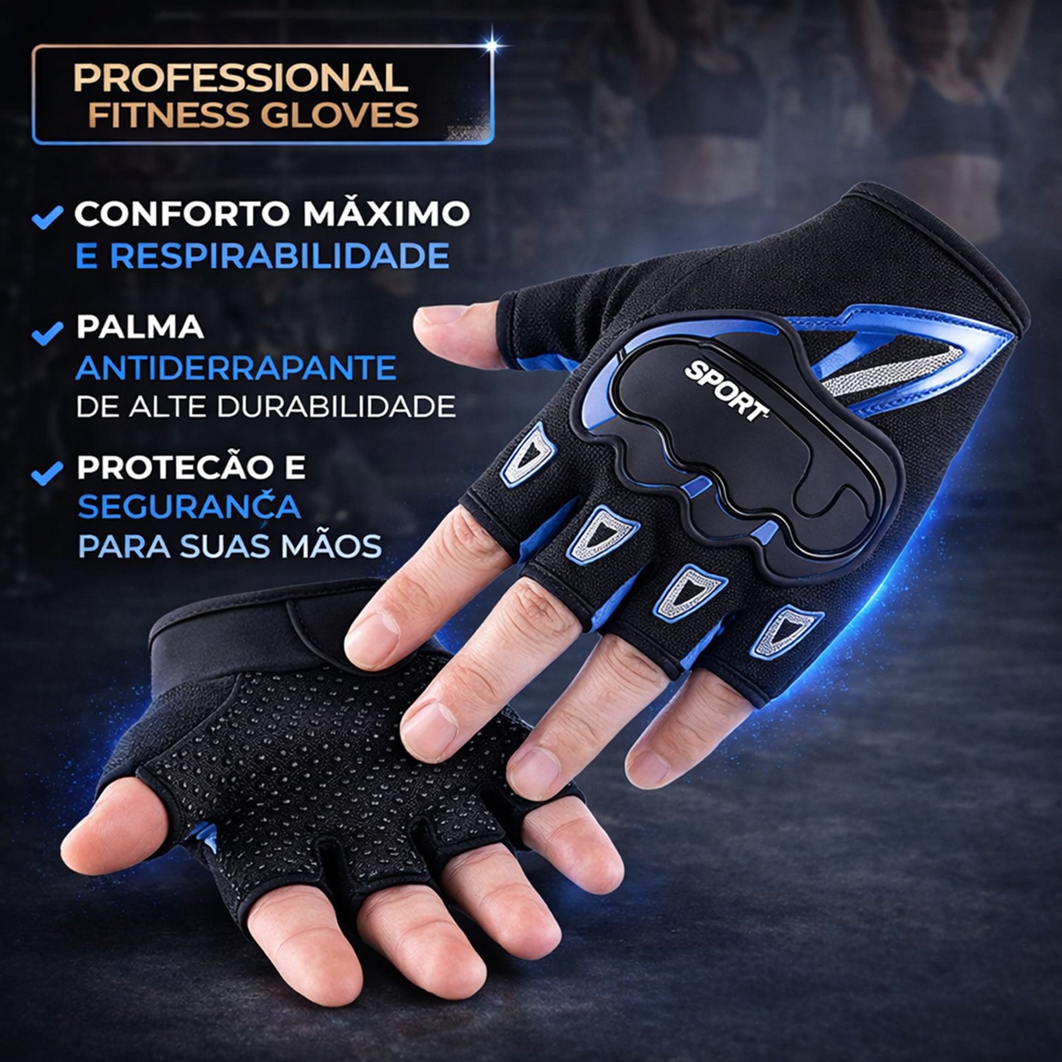 Luvas Esportiva Meio Dedo Gold Sports Confort Grip Performance - Foto 2