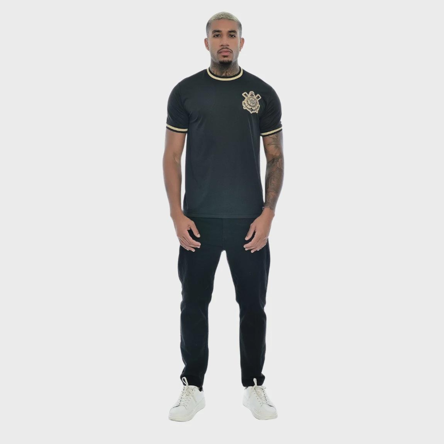 Camisa do Corinthians Escudo Bordado Coimbra - Masculina - Foto 1