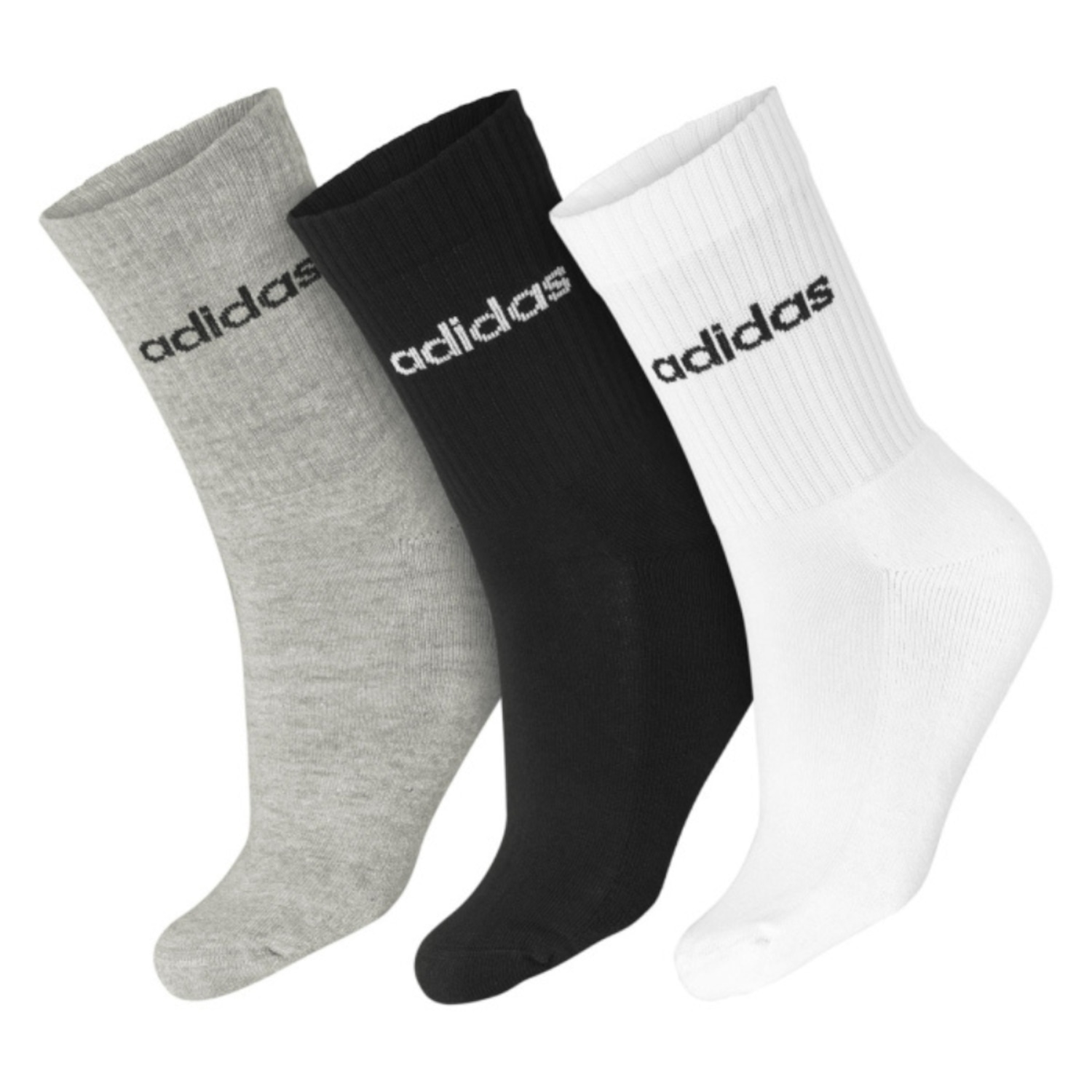 Kit de Meias adidas com 3 Peças Linear Crew Cano Médio - Unissex - Foto 1