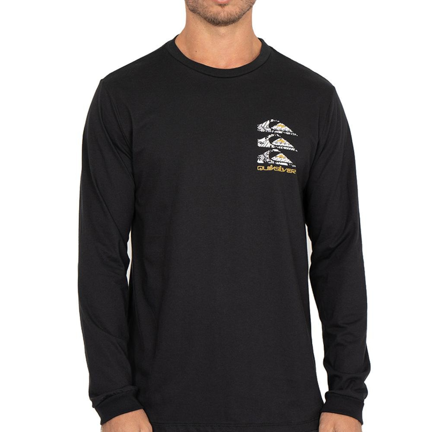 Camiseta Quiksilver Manga Longa Three Logo WT26 - Masculina - Foto 1
