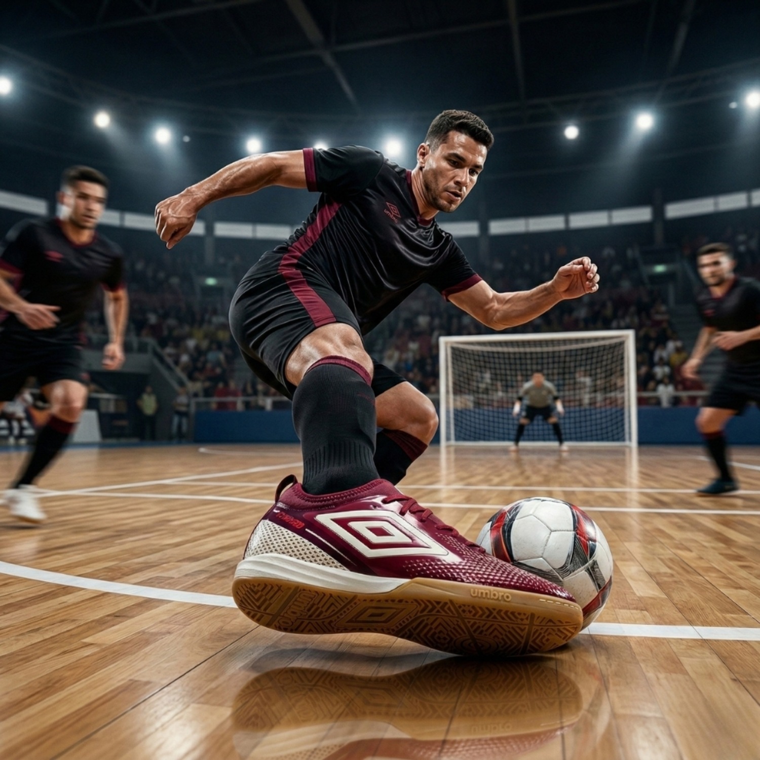 Kit Chuteira de Futsal Adulta Adamant Top Speed Club e Meião - Umbro - Foto 2