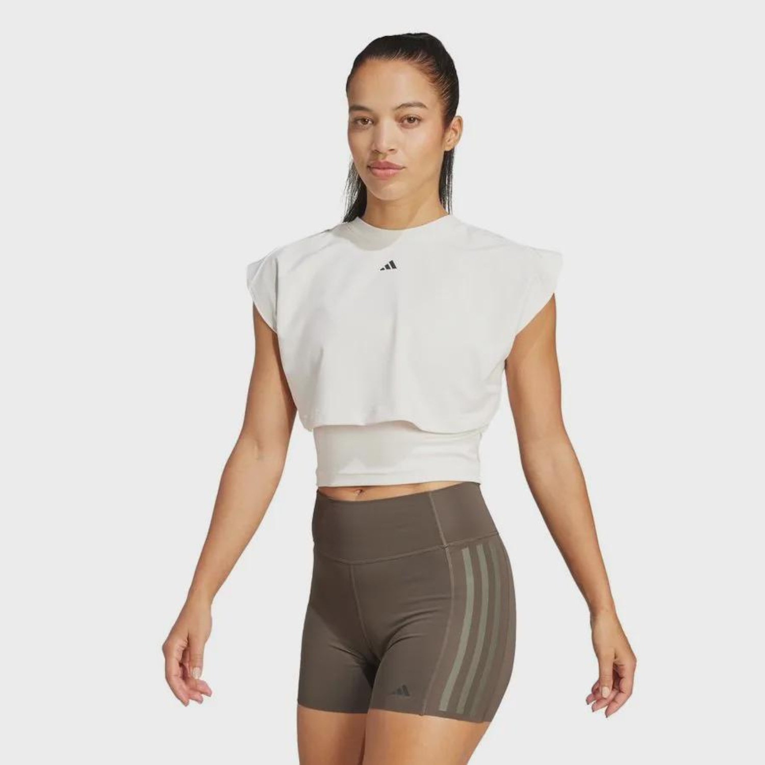 Camiseta Regata adidas Moletinho Power Boxy Feminina - Foto 1