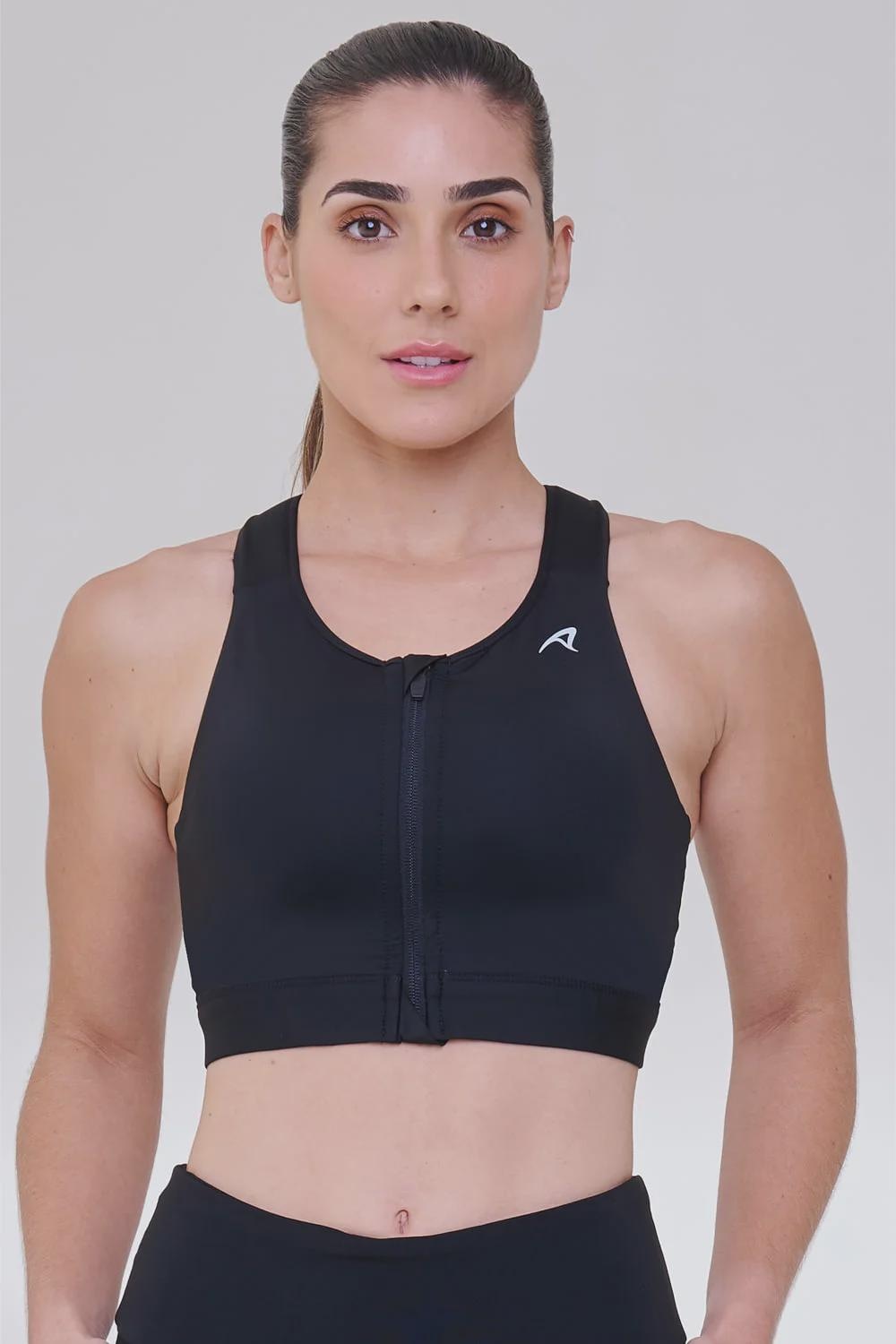 Top Fitness Authen Grit Bossa Ajustável com Zíper - Feminino - Foto 1