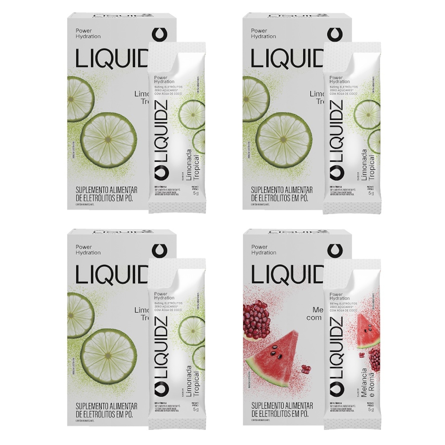 Eletrólitos Zero Açúcares LIQUIDZ® - Limonada | Melancia - Kit 4 Caixas - 24 sachês - Foto 1