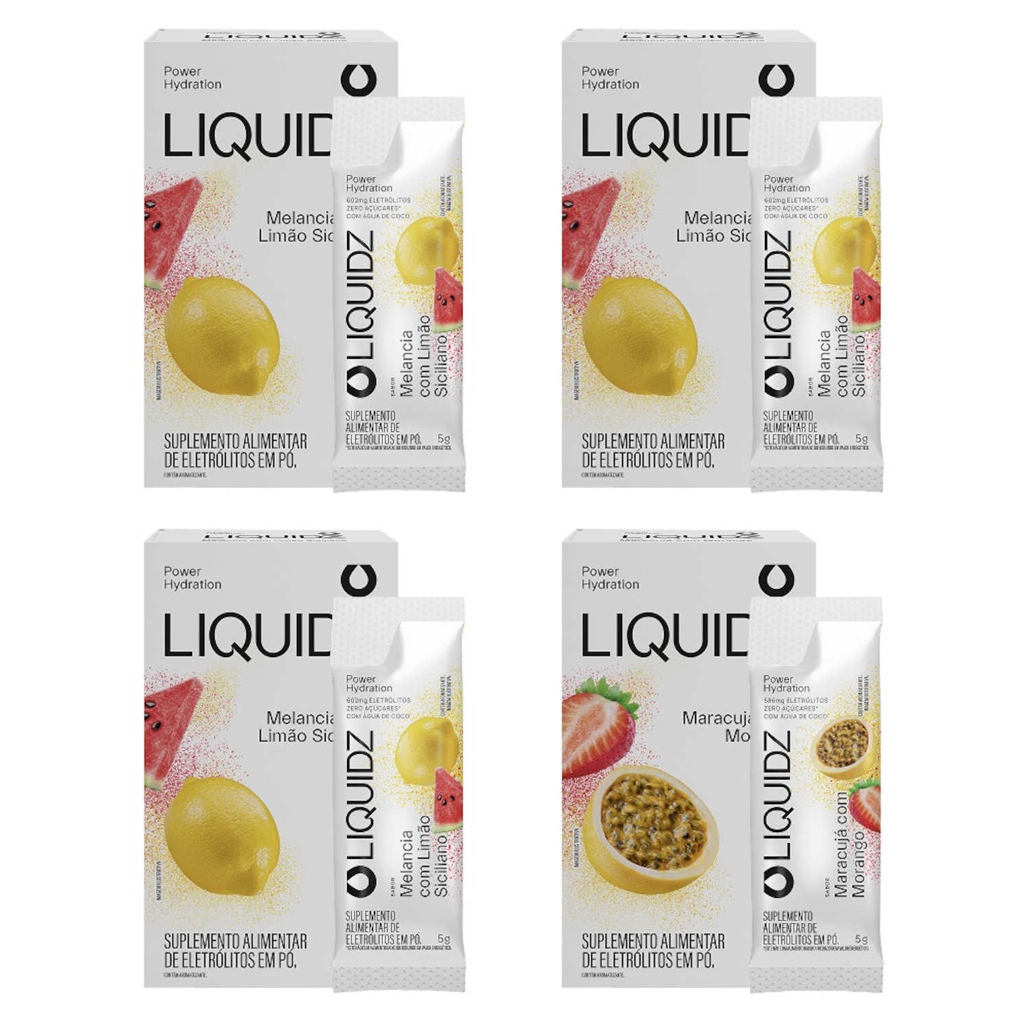 Eletrólitos Zero Açúcares LIQUIDZ® - Limão Siciliano | Maracujá - Kit 4 Caixas - 24 sachês - Foto 1