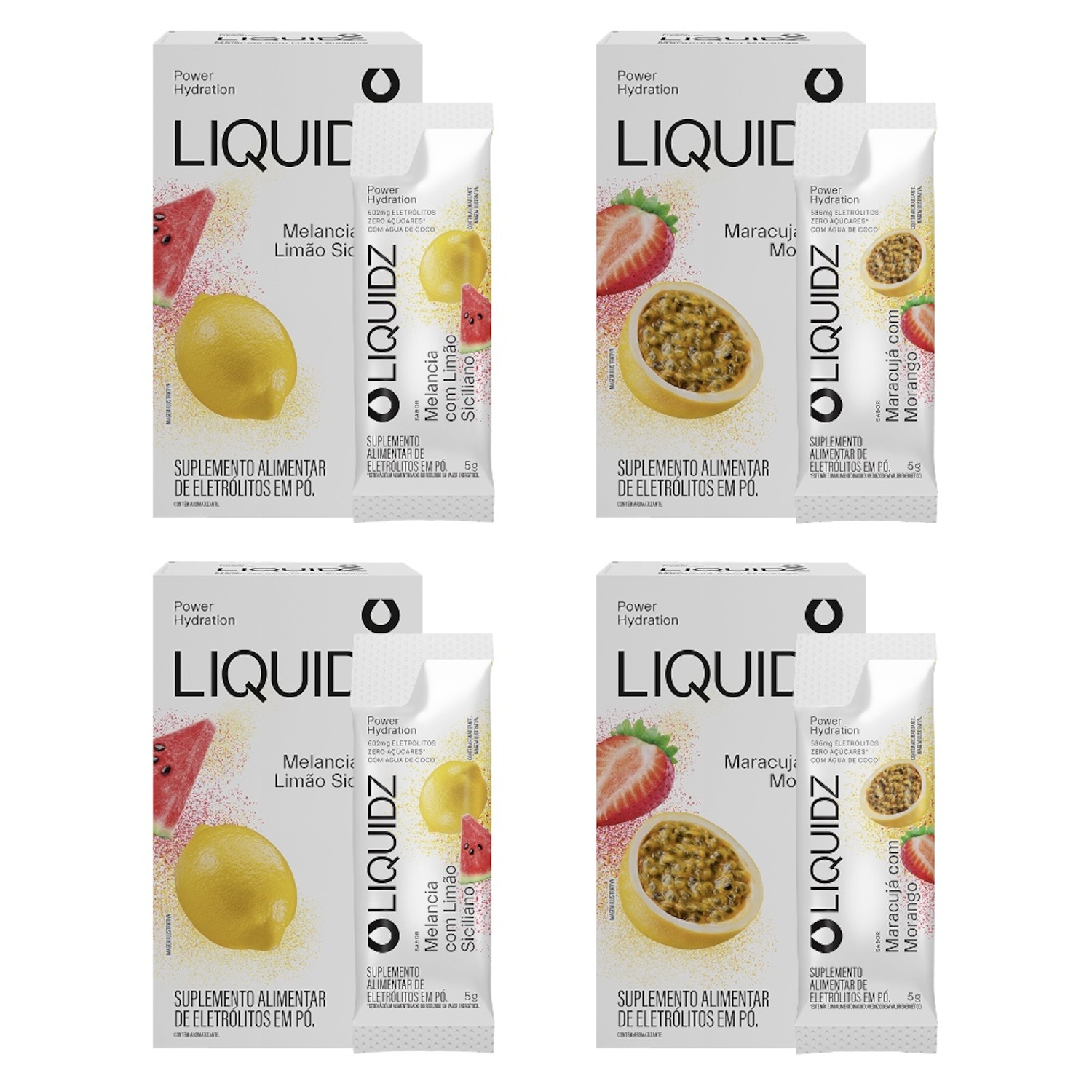 Eletrólitos Zero Açúcares LIQUIDZ® - Limão Siciliano | Maracujá - Kit 4 Caixas - 24 sachês - Foto 1