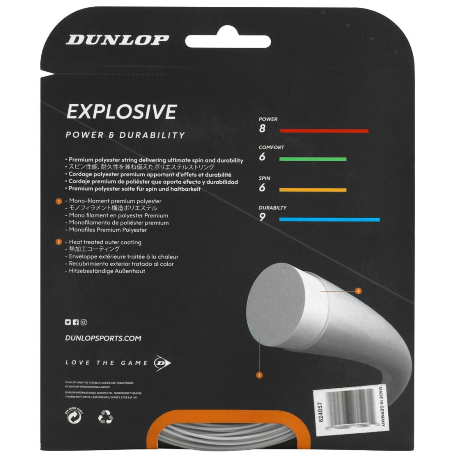 Corda Dunlop Explosive 16g 1.30mm Set Individual - Unissex - Foto 3