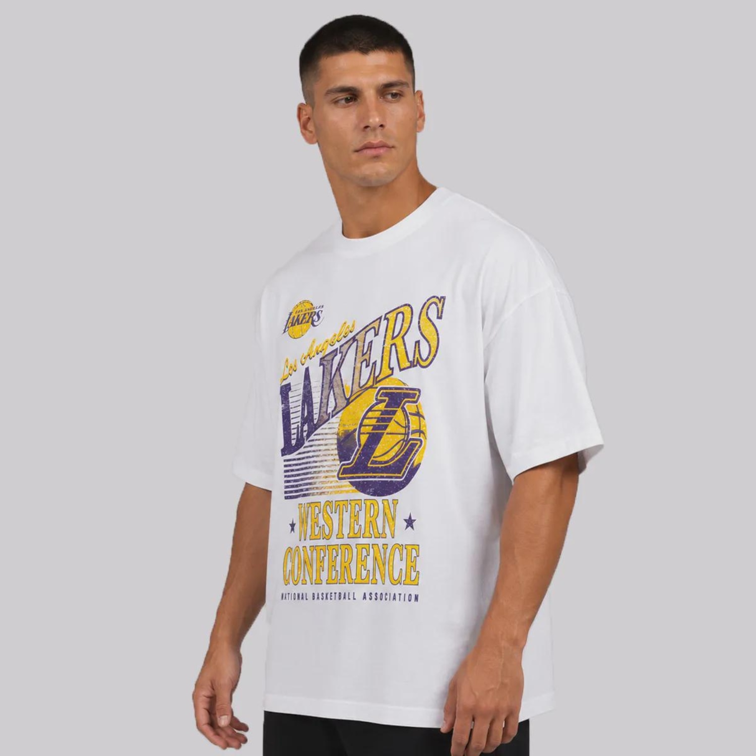 Camiseta New Era Los Angeles Lakers NBA Core Fan Oversized Masculina - Foto 2