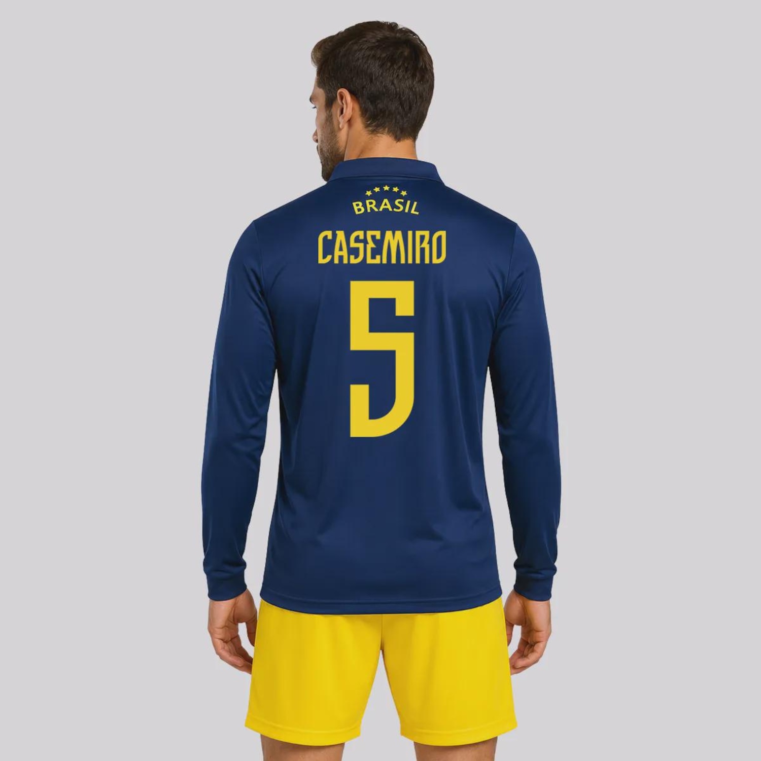 Camisa Brasil Seleça Manga Longa 5 Casemiro Masculina - Foto 1