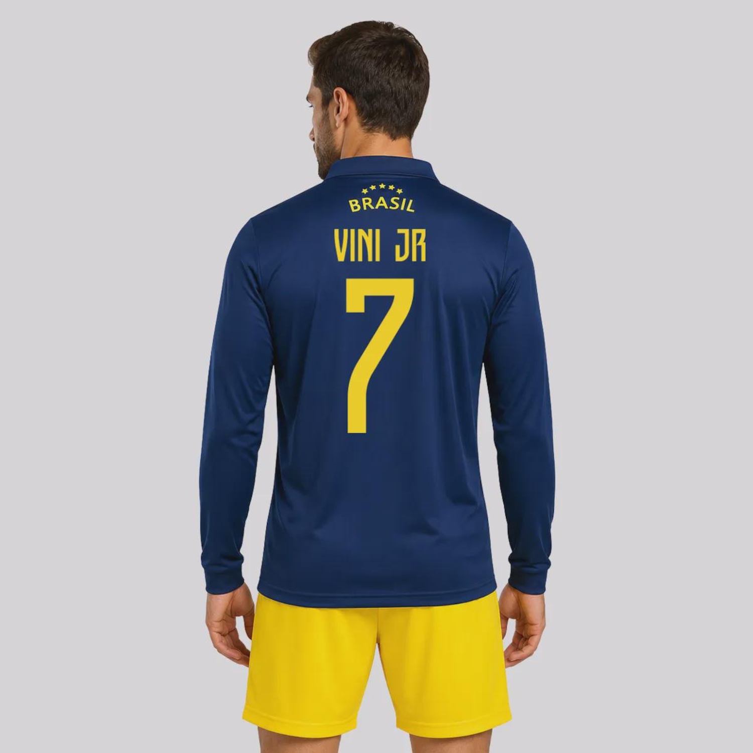 Camisa Brasil Seleça Manga Longa 7 Vini Jr Masculina - Foto 1