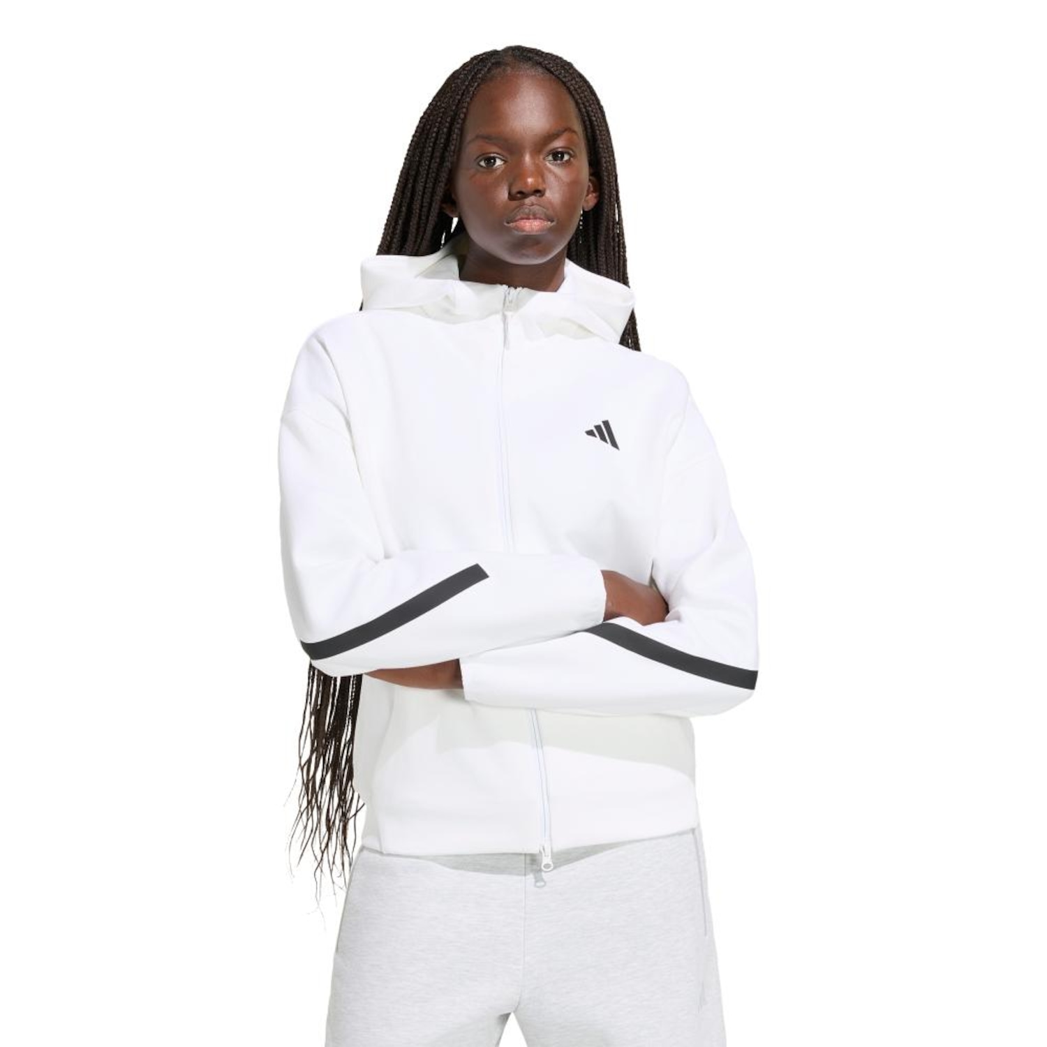 Blusão de Moletom com Capuz adidas Zíper Z.N.E. Feminino - Foto 1
