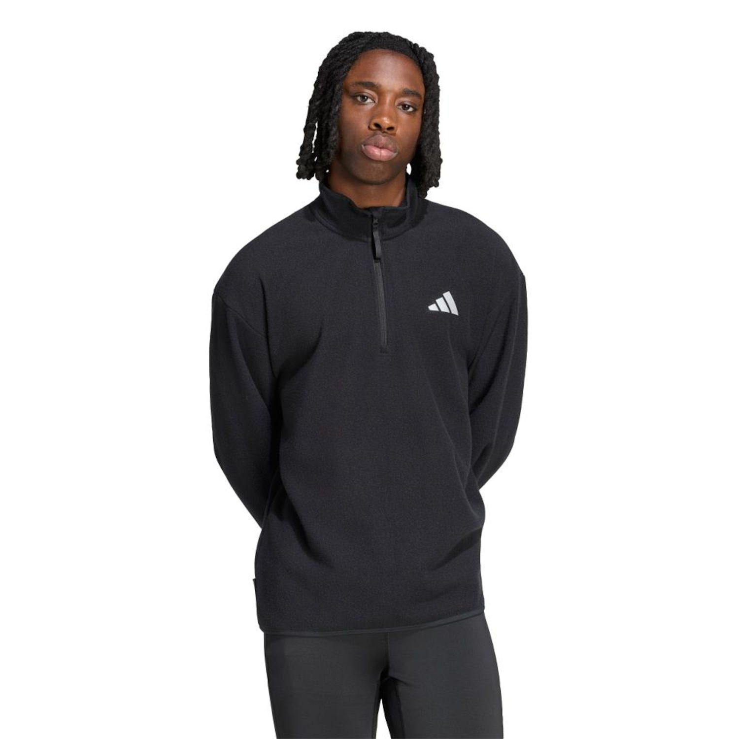 Blusão de Moletom Fleece Zíper Meia Altura adi365 Running Essentials Winterised adidas Masculino - Foto 1
