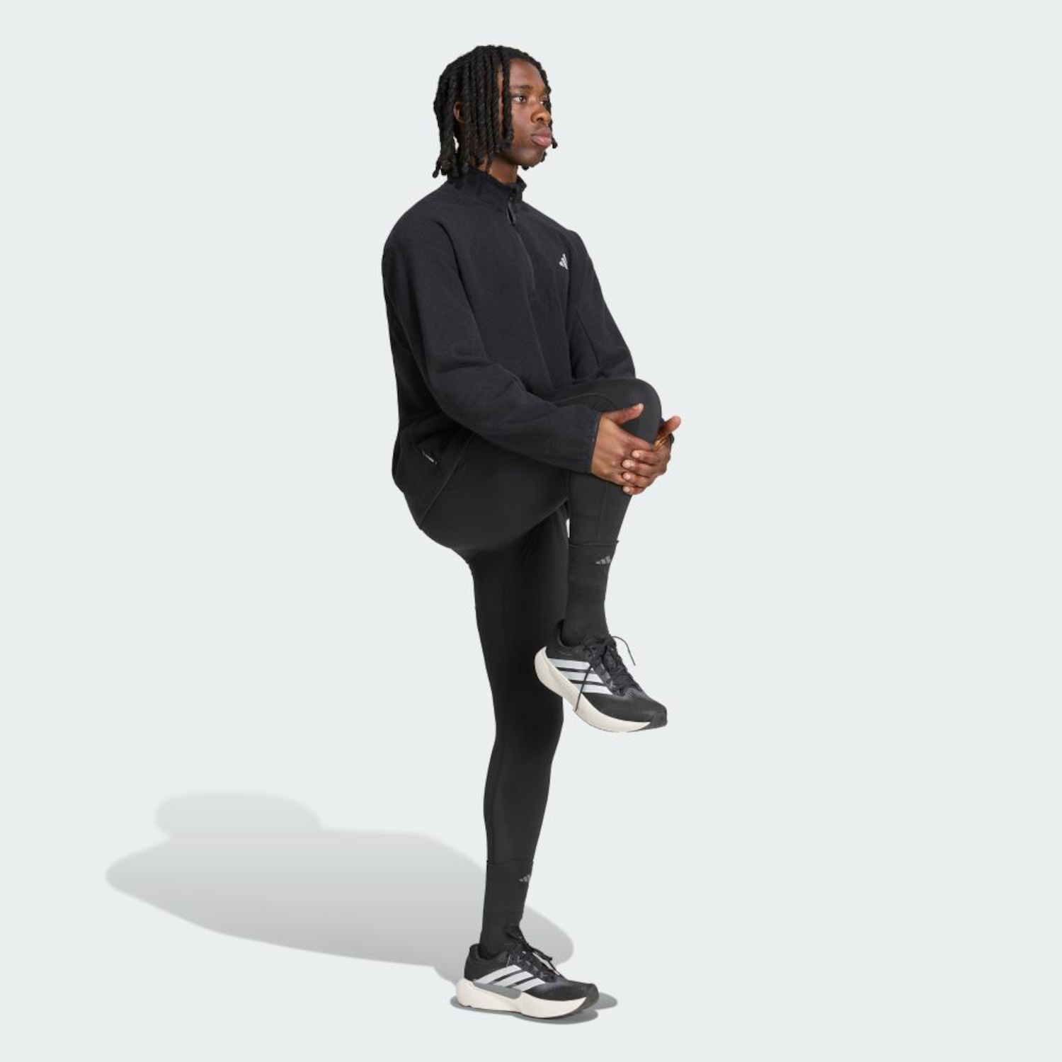 Blusão de Moletom Fleece Zíper Meia Altura adi365 Running Essentials Winterised adidas Masculino - Foto 4