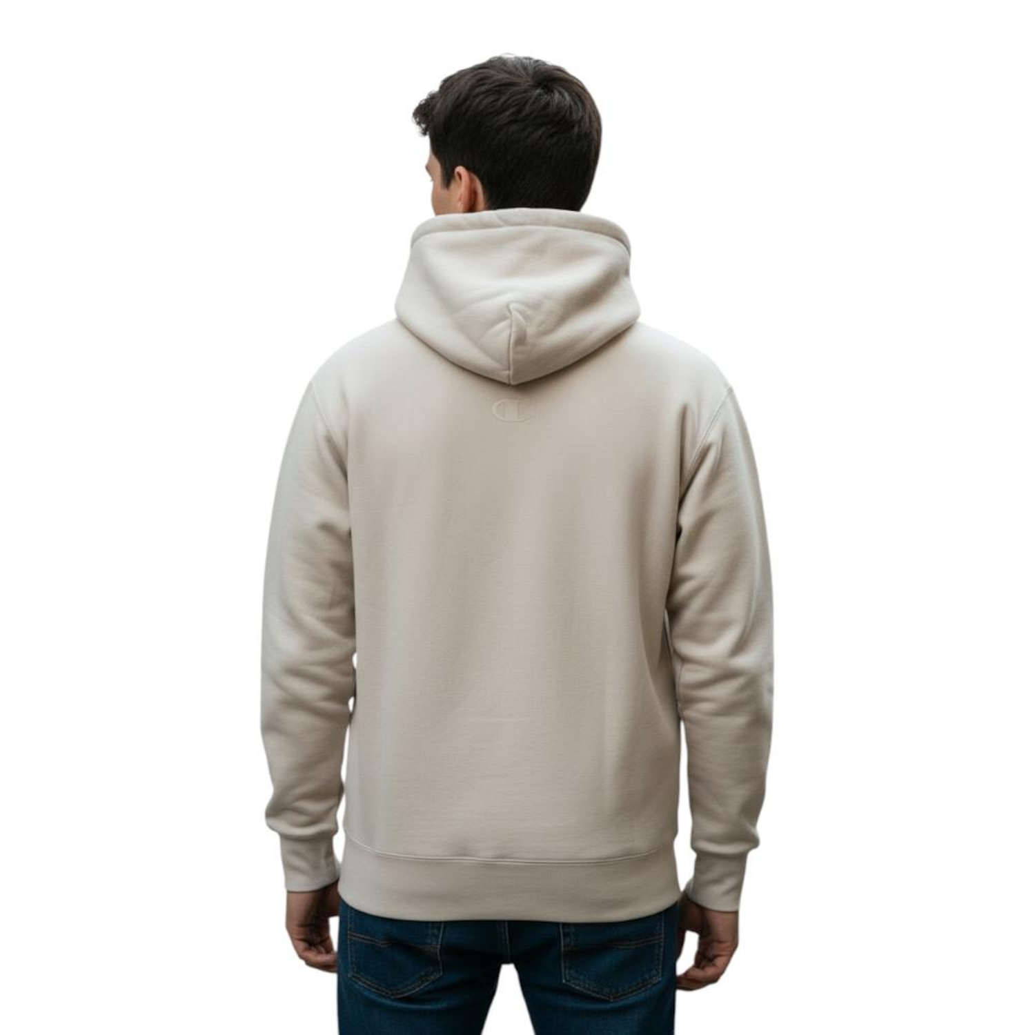 Moletom Masculino Champion Tech Hoodie Motion Logo Autumn Bege - Foto 2