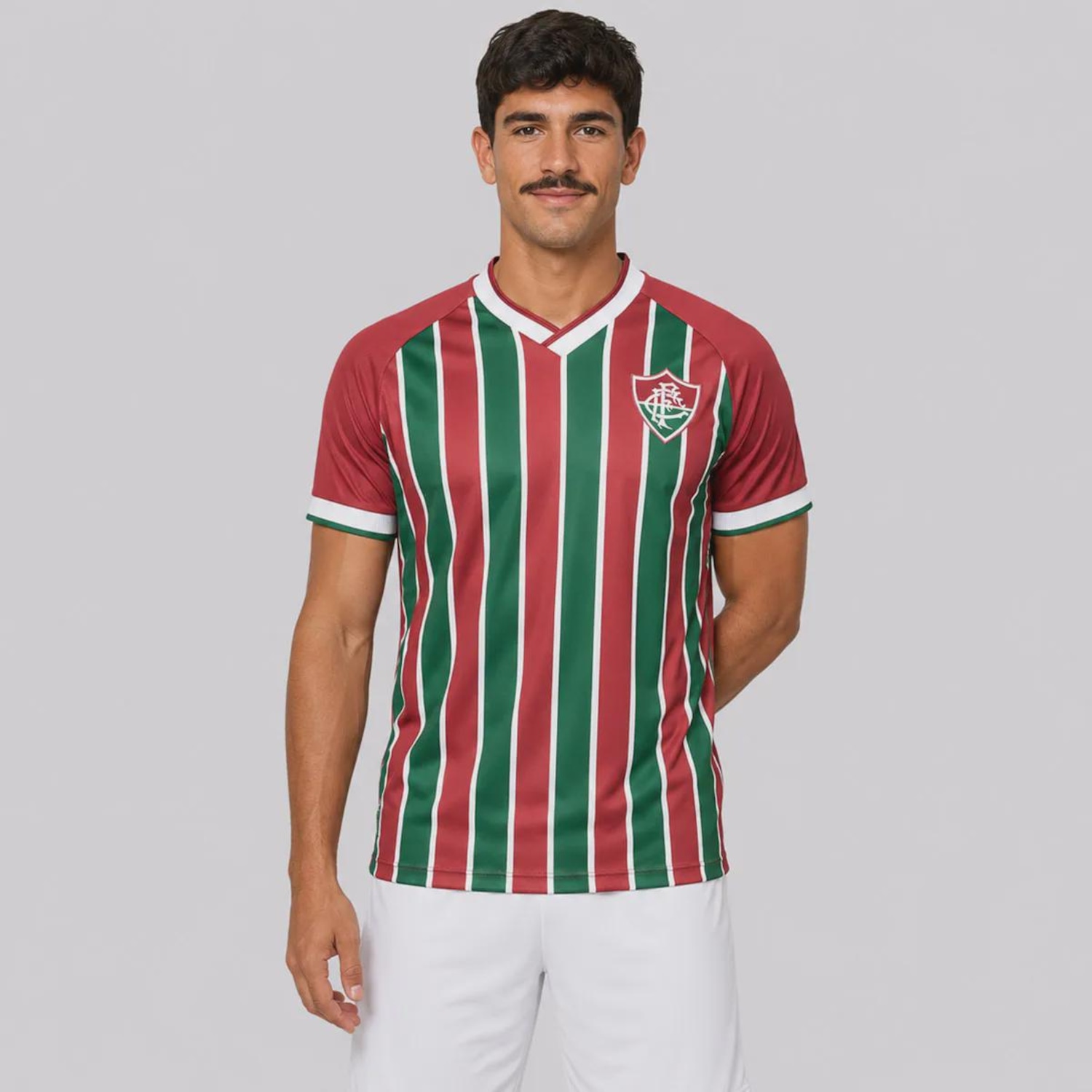 Camisa do Fluminense Listrada Grená Masculina - Foto 1