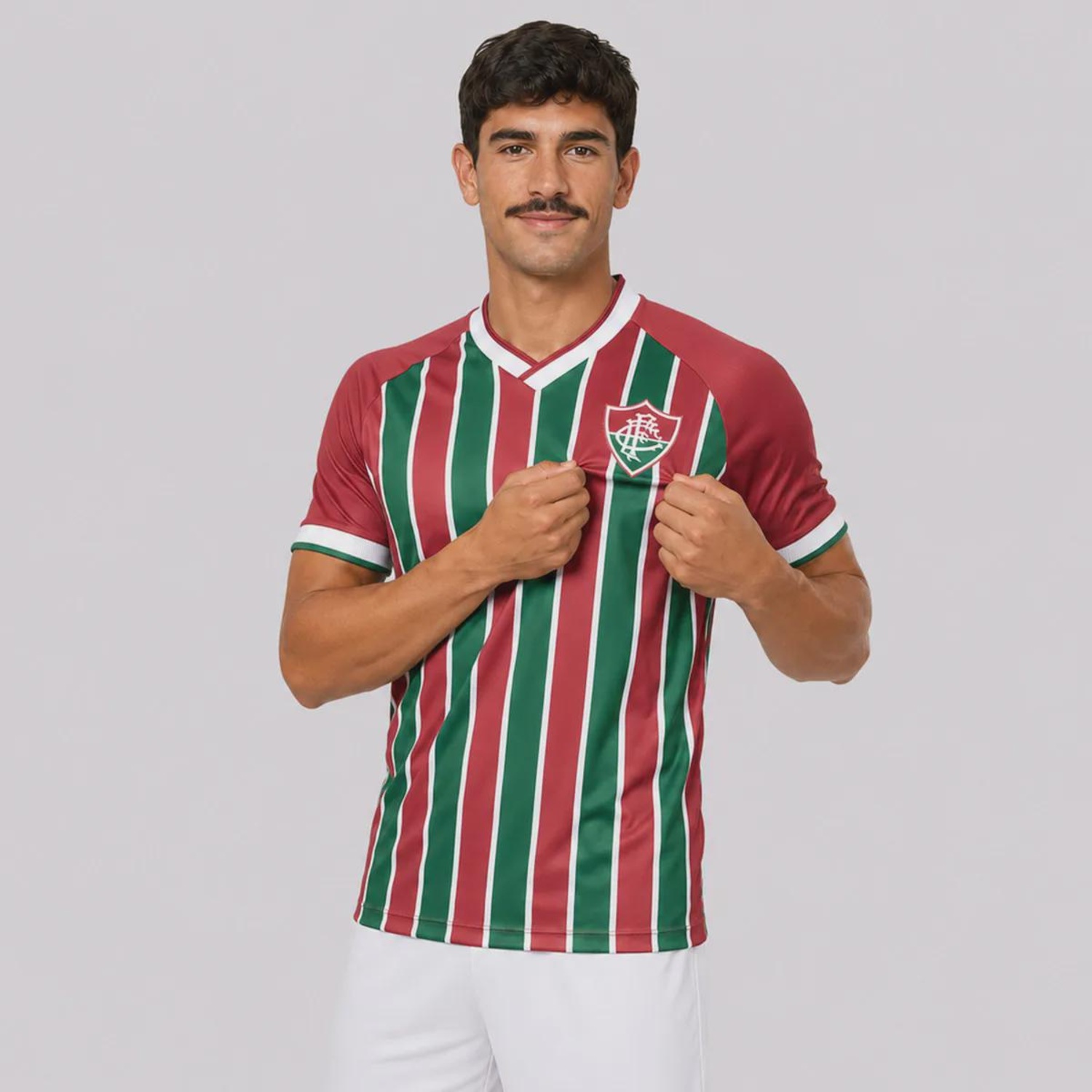 Camisa do Fluminense Listrada Grená Masculina - Foto 2